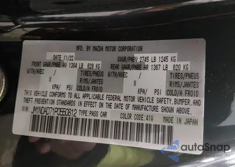 2023 Mazda Mx-5 Miata Grand Touring from USA, damaged, VIN JM1NDAD71P0550812